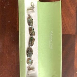 Sterling silver genuine abalone shell bracelet